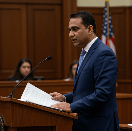 A Lawyer Presenting the Case to the Judge and Jury