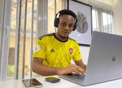 A male employee using customer reference software CRM to strengthen customer relationships