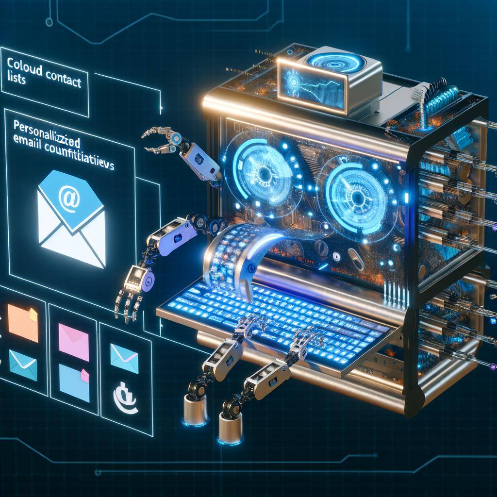 An image of a groundbreaking AIpowered email generator designed for personalized outreach following new business events