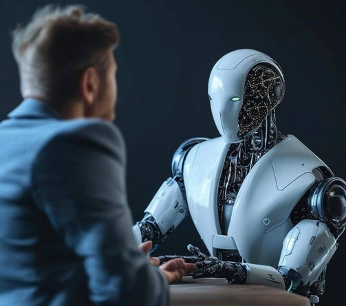 An AI interviewing a C-Suite level executive or CEO