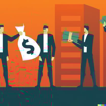 DALL·E 2023-10-02 06.33.47 - investors giving money to startup digital art