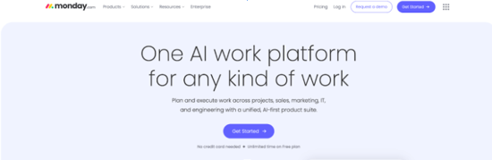 Monday.com is one platform for any kind of AI work