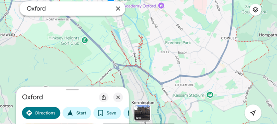Oxford on Google Maps