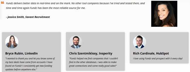 Examples of Inspiring Fundz.net customer Testimonials