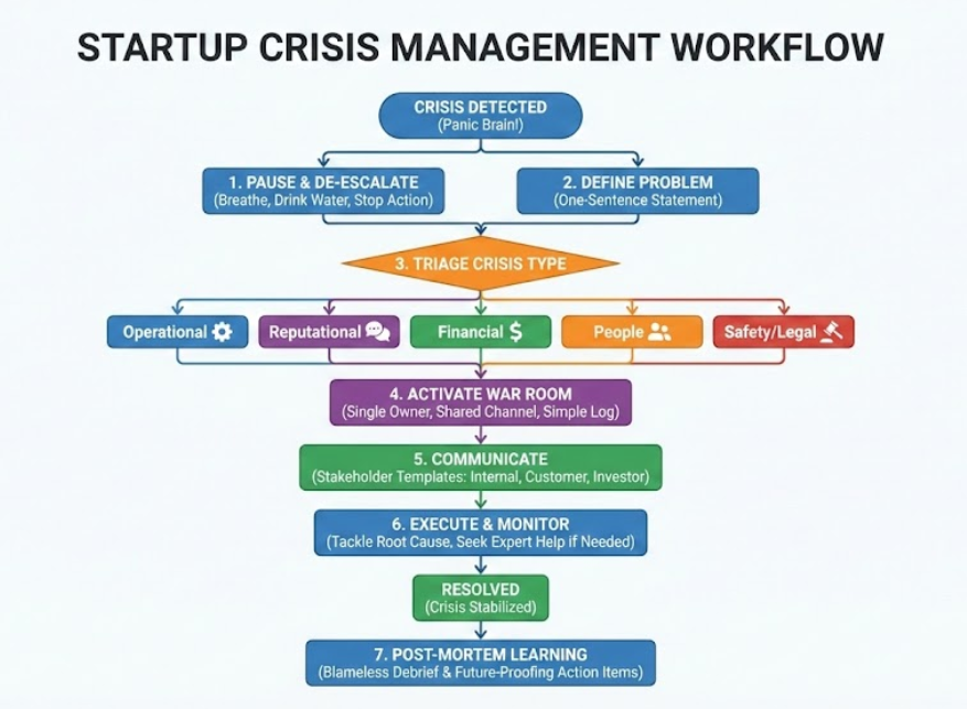 startup crisis management workflow